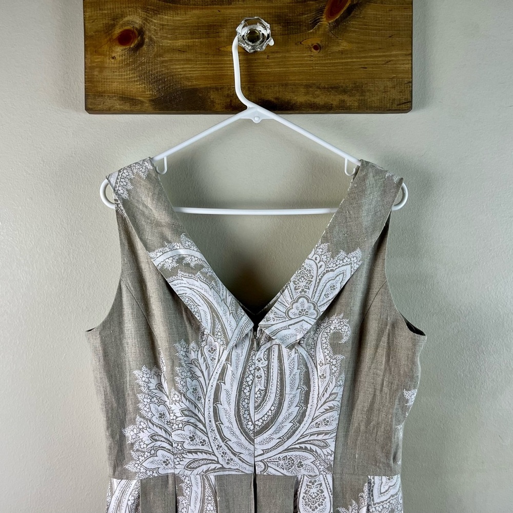 NWT ($698 retail) STUNNING Brooks Brothers Linen dress size 12 - tan and white - Picture 8 of 12